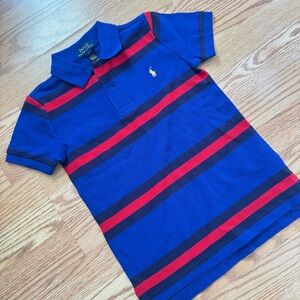 Polo by Ralph Lauren Blue Polo with Red & Black Stripes kids size 6